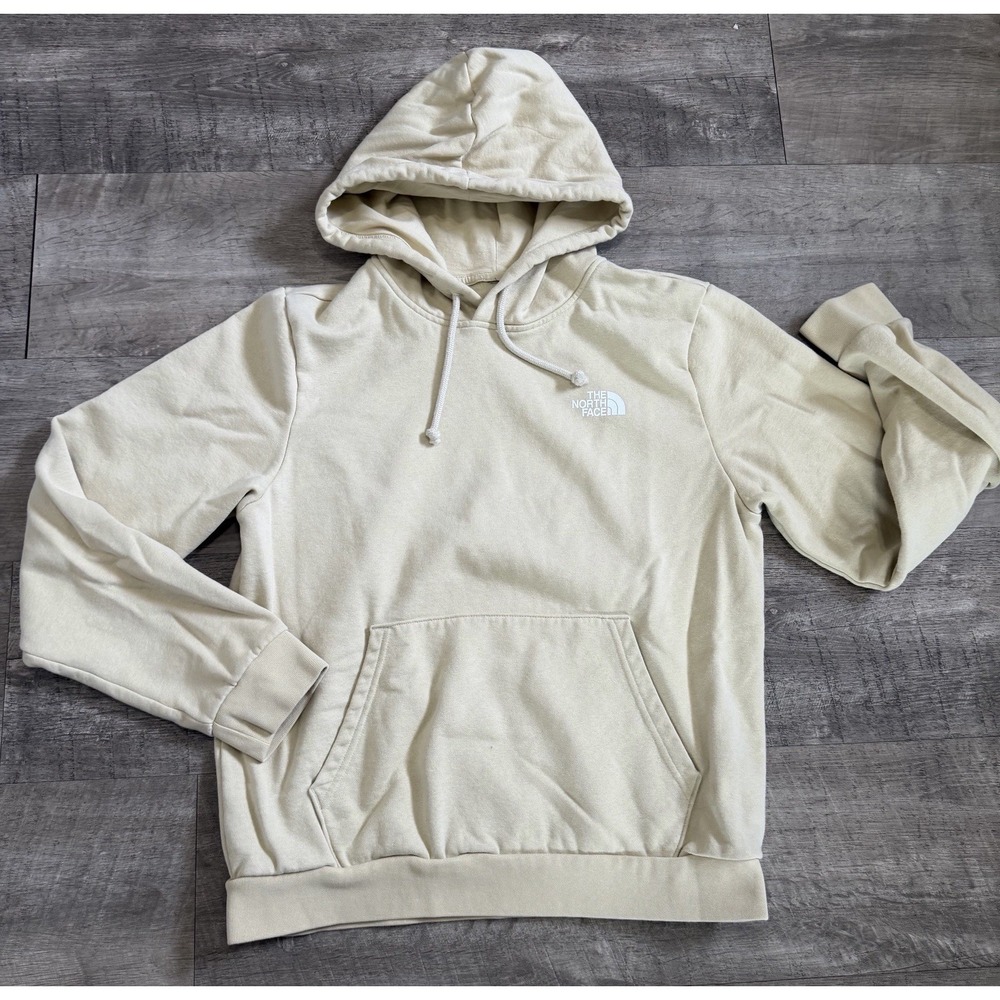 The North Face Men's Cream Tan Logo Pullover Hoodie Sweatshirt